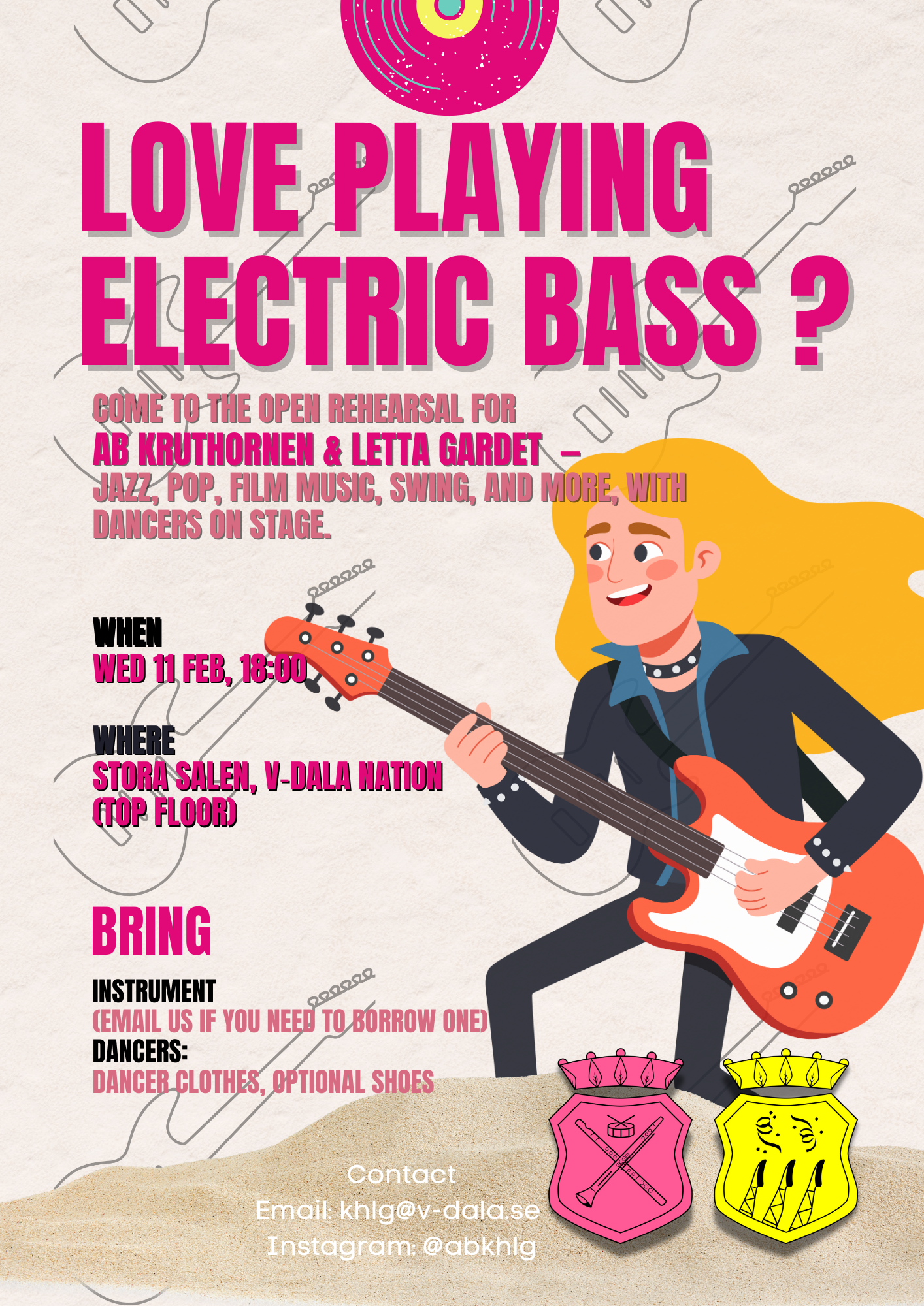 En affisch för att locka bassister